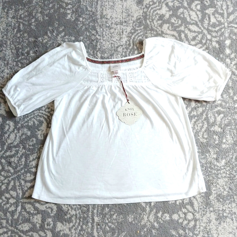 Women's Knox Rose brand white peasant top size small NWT